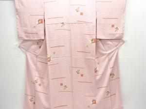 変わり横段に色紙模様小紋着物